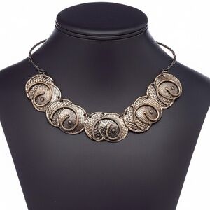 Women's Necklace Earring Set Bronze Antique Copper Spiral Statement Jewelry